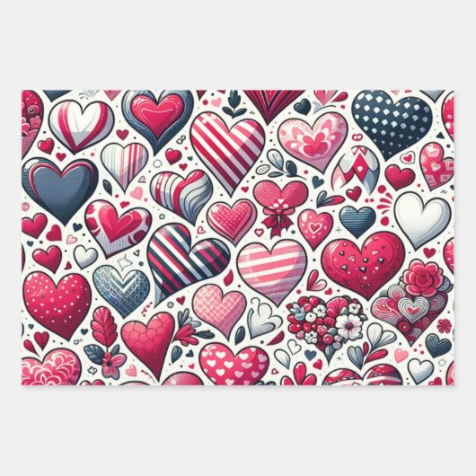 Heerlijk Array of Hearts Valentijnsdag Inpakpapier Vel (Voorkant 2)