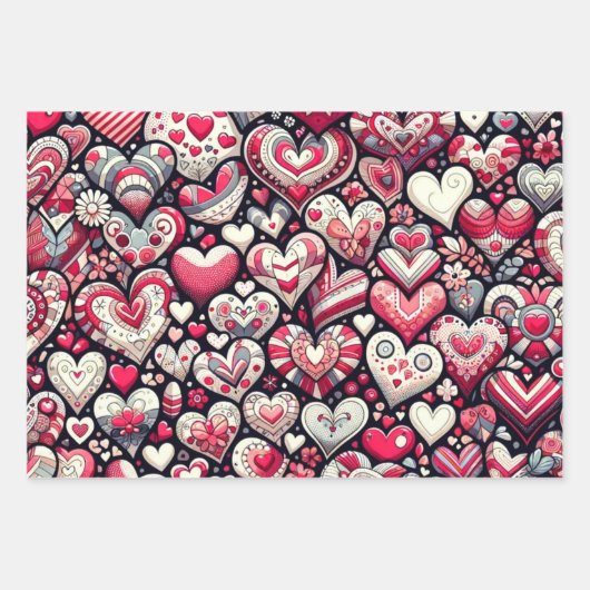 Heerlijk Array of Hearts Valentijnsdag Inpakpapier Vel (Voorkant)