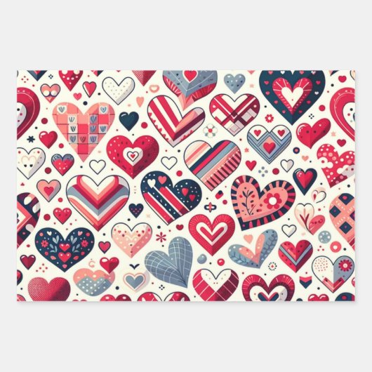 Heerlijk Array of Hearts Valentijnsdag Inpakpapier Vel (Voorkant 3)