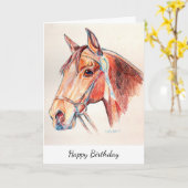 Heerlijk Bay paard met rozet Kaart (Gele Bloem)