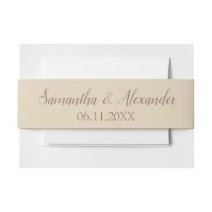 Heerlijk beige en bruin uitnodigingen wikkel