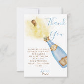 Heerlijk blauw Champagne Bubbly Brunch Verjaardags Bedankkaart (Voorkant)