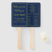 Heerlijk blauw en geel bruiloft programma handwaaier (Voorkant en achterkant)