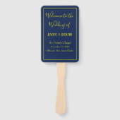 Heerlijk blauw en geel bruiloft programma handwaaier (Voorkant)