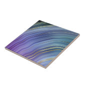 Heerlijk Blauw en goud Geode Stijl Keramisch Tegeltje (Zijkant)