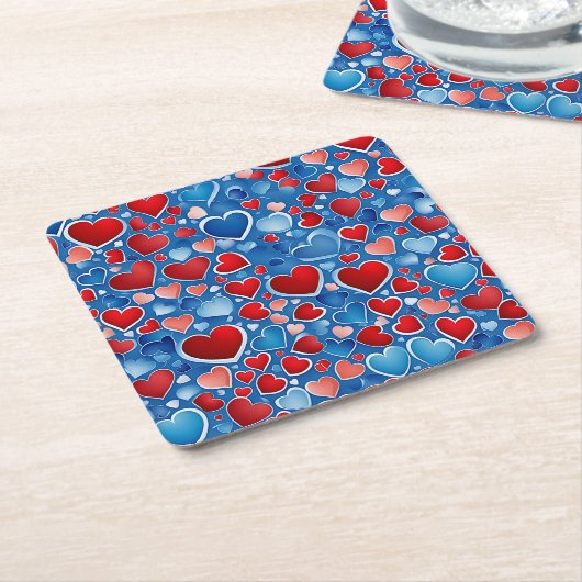 Heerlijk blauw en rood Hearts Paper Onderzetter (Schuin)