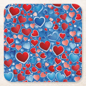 Heerlijk blauw en rood Hearts Paper Onderzetter (Voorkant)