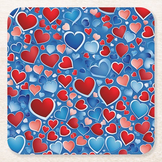 Heerlijk blauw en rood Hearts Paper Onderzetter (Voorkant)