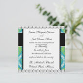 Heerlijk blauw lime groen en crème damast kaart (Staand voorkant)