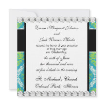 Heerlijk blauw lime groen en crème damast