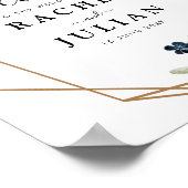 Heerlijk blauw waterverf bloemenbruiloft teken poster (Hoek)