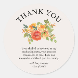 Heerlijk Bloemen Afstuderen Dank u Sticker