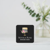heerlijk bloemgoud en zwarte maatwerk vierkante visitekaartje (Staand voorkant)