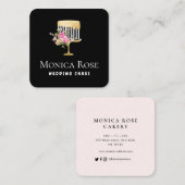 heerlijk bloemgoud en zwarte maatwerk vierkante visitekaartje (Voorkant / Achterkant)