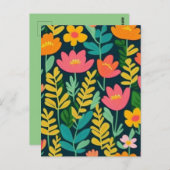 Heerlijk bloemig kleurrijk veld briefkaart (Voorkant / Achterkant)