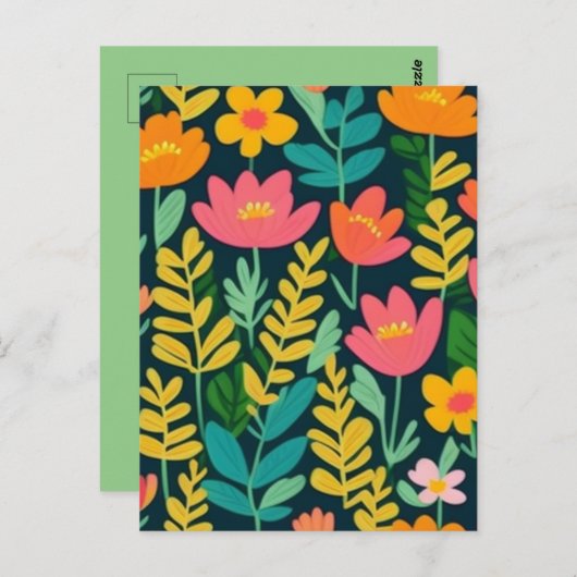 Heerlijk bloemig kleurrijk veld briefkaart (Voorkant / Achterkant)