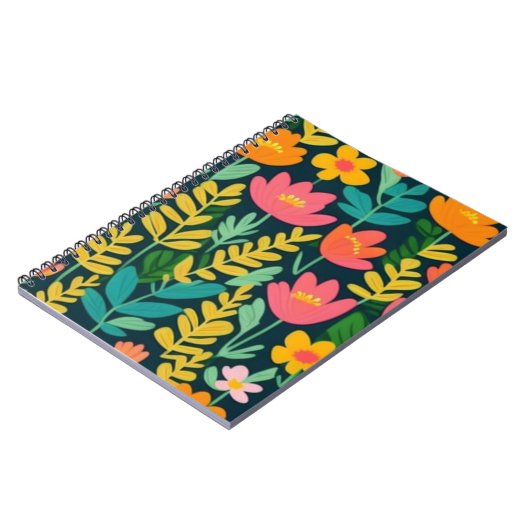 Heerlijk bloemig kleurrijk veld notitieboek (Linkerzijde)