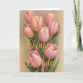 Heerlijk boeket roze winter tulp bloemen verjaarda kaart (Voorkant)