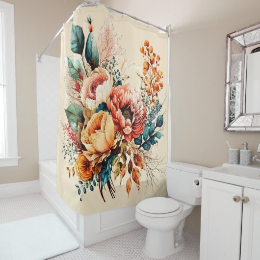 Heerlijk boho herfst boeket douchegordijn (In situ)