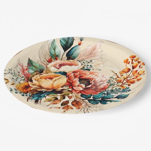 Heerlijk boho herfst boeket papieren bordje (Gekanteld)