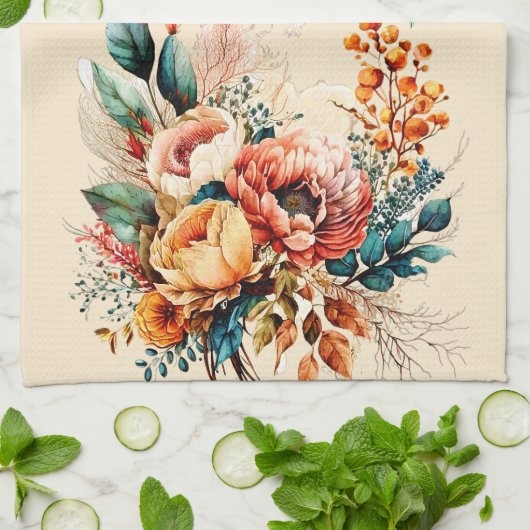 Heerlijk boho herfst boeket theedoek (Gevouwen)