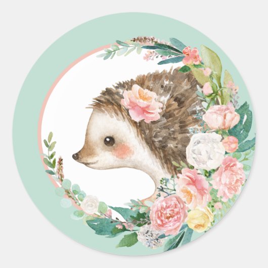 Heerlijk bos beboste dieren - kleine egel ronde sticker (Voorkant)