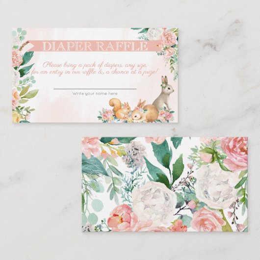 Heerlijk bos beboste dieren luier Raffle Informatiekaartje (Voorkant / Achterkant)