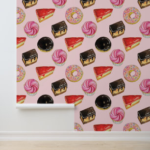 Heerlijk Cake Donut Dessert Voedselpatroon Behang