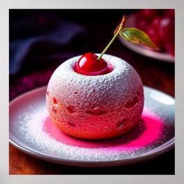 Heerlijk Cherry Dessert op Bord Poster