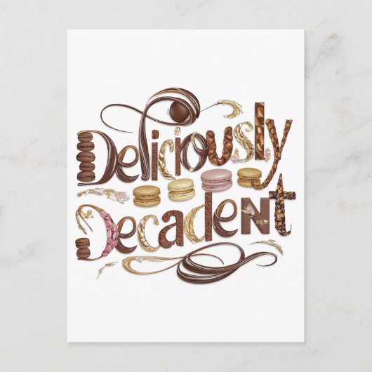 Heerlijk decadente taarten & chocolade design briefkaart (Voorkant)