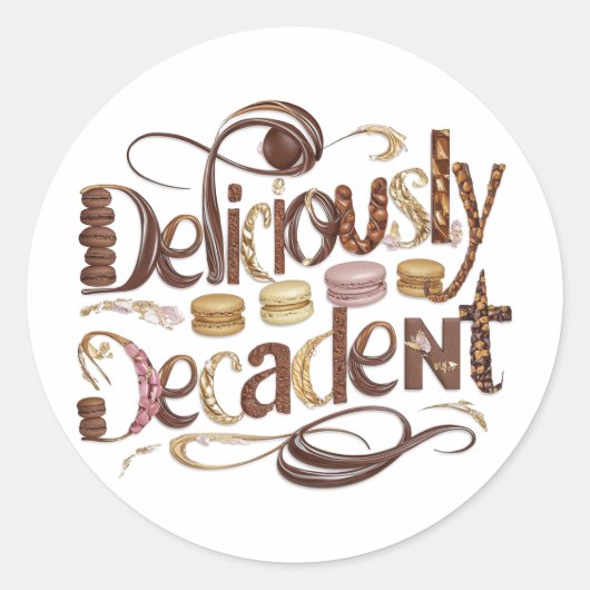 Heerlijk decadente taarten & chocolade design ronde sticker (Voorkant)