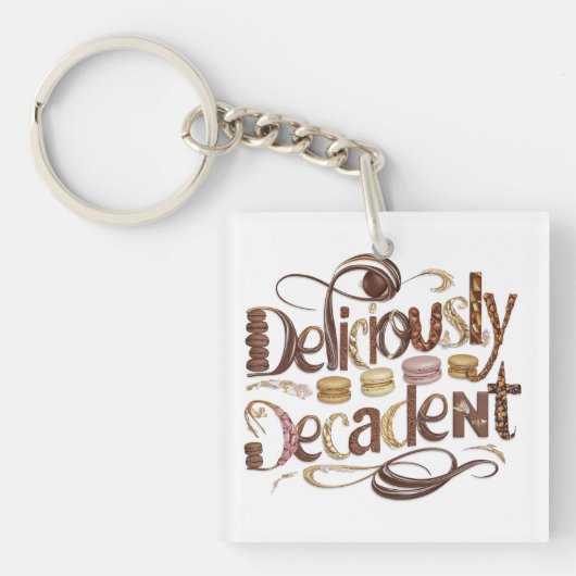 Heerlijk decadente taarten & chocolade design sleutelhanger (voorkant)