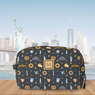 Heerlijk donkergrijs New York City Patroon Monogra Toilettasje