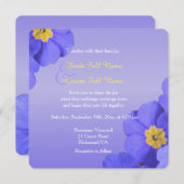 heerlijk, elegant blauw en gele bloemen bruiloft kaart (Voorkant / Achterkant)