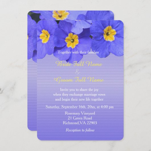 heerlijk, elegant, coole blauwe bloemen bruiloft kaart (Voorkant / Achterkant)