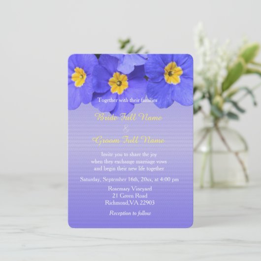 heerlijk, elegant, coole blauwe bloemen bruiloft kaart (Staand voorkant)