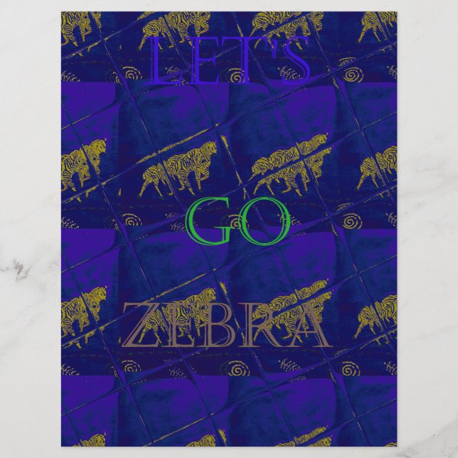 Heerlijk Elegant Zebra Graphic Design op Royal Hue (Voorkant)