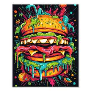 Heerlijk eng monster burger foto afdruk