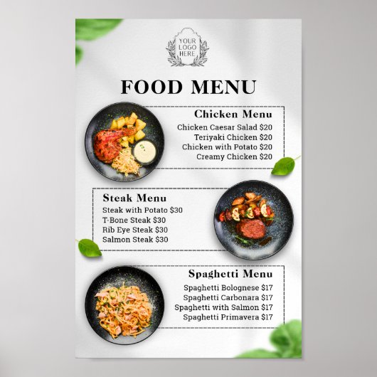 Heerlijk eten menu | Restaurant Menu Design Poster (Voorkant)