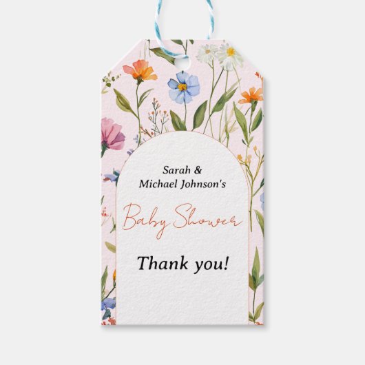 Heerlijk Floral Baby shower Cadeaulabel (Voorkant)