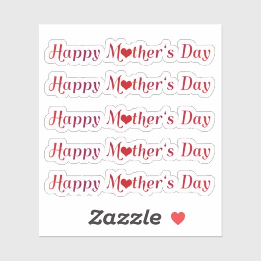 Heerlijk Gelukkig Moederdag Typografie Hart Tekst Sticker (Vel)