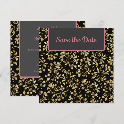 Heerlijk Goud Bloemen Save The Date (Voorkant / Achterkant)