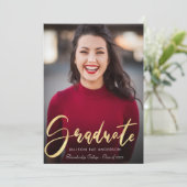 heerlijk gouden script afstuderen aankondiging fot (Staand voorkant)