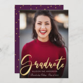 heerlijk gouden script afstuderen aankondiging fot (Voorkant / Achterkant)