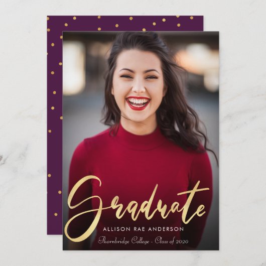 heerlijk gouden script afstuderen aankondiging fot (Voorkant / Achterkant)