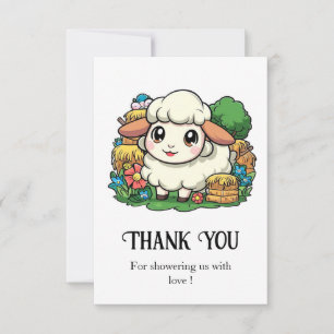 Heerlijk grillig schaap Baby shower Bedankkaart