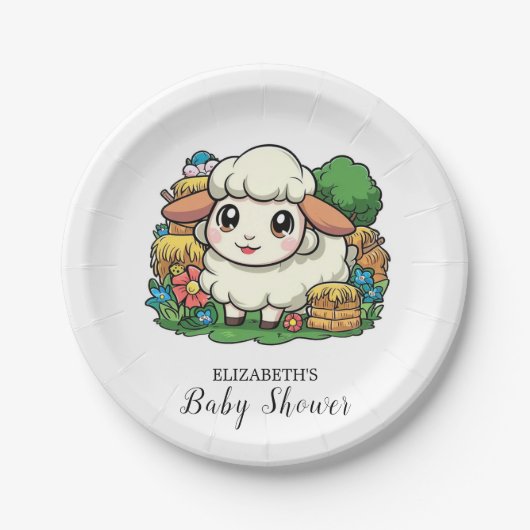 Heerlijk grillig schaap Baby shower Papieren Bordje (Voorkant)