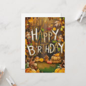 Heerlijk grillig seizoen Herfst Herfst Happy Birth Kaart (Voorkant / Achterkant in situ)