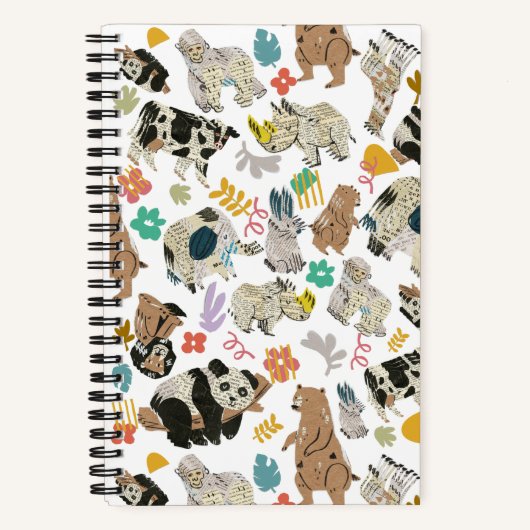 Heerlijk grillige gerecyclede kunst Animal Spiral Notitieboek (Voorkant)