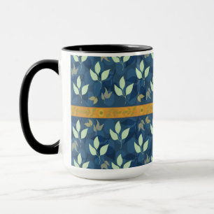 Heerlijk groen en blauw blad patroon mok
